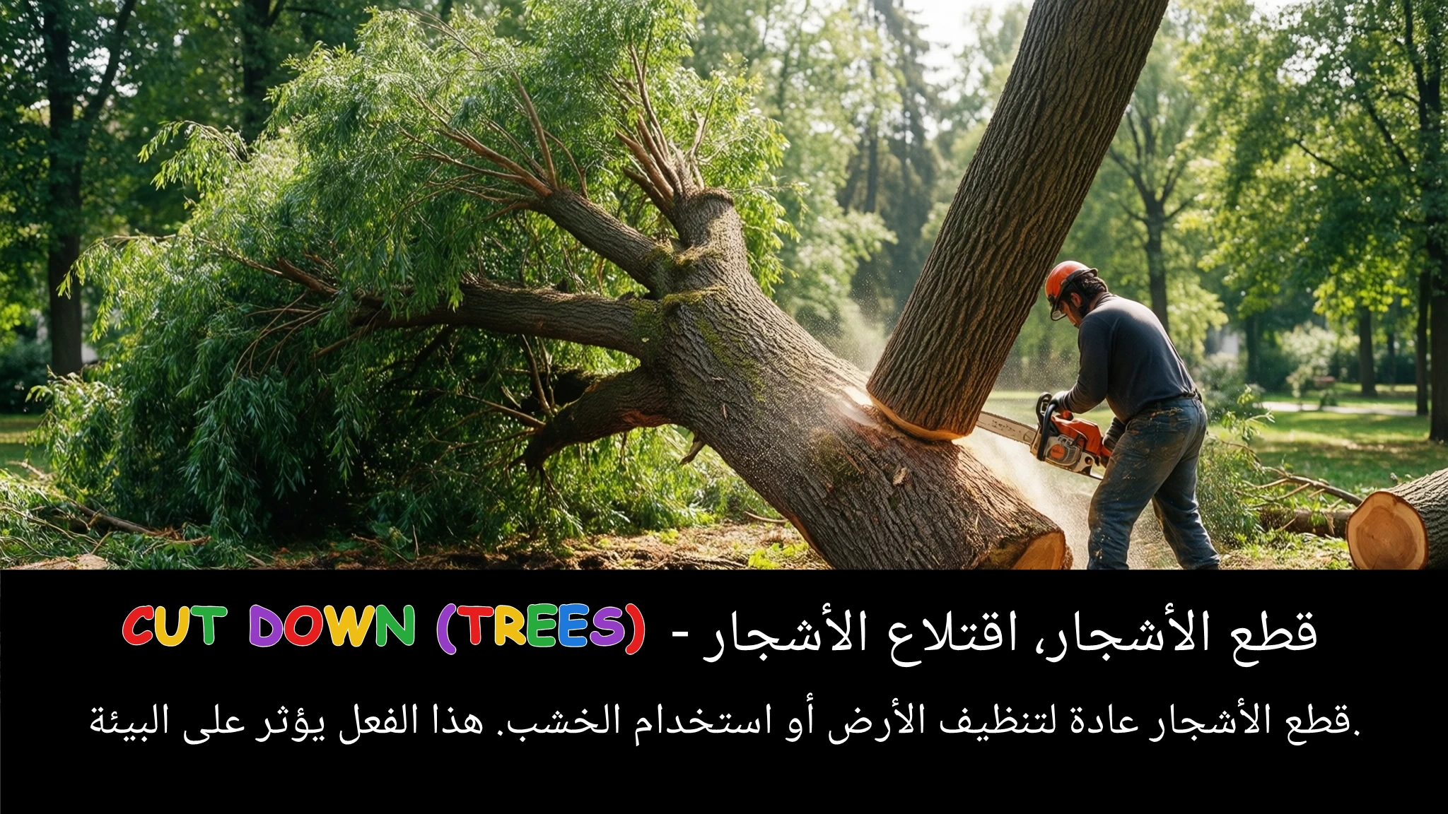 Arabic Illustration for cut down (trees)